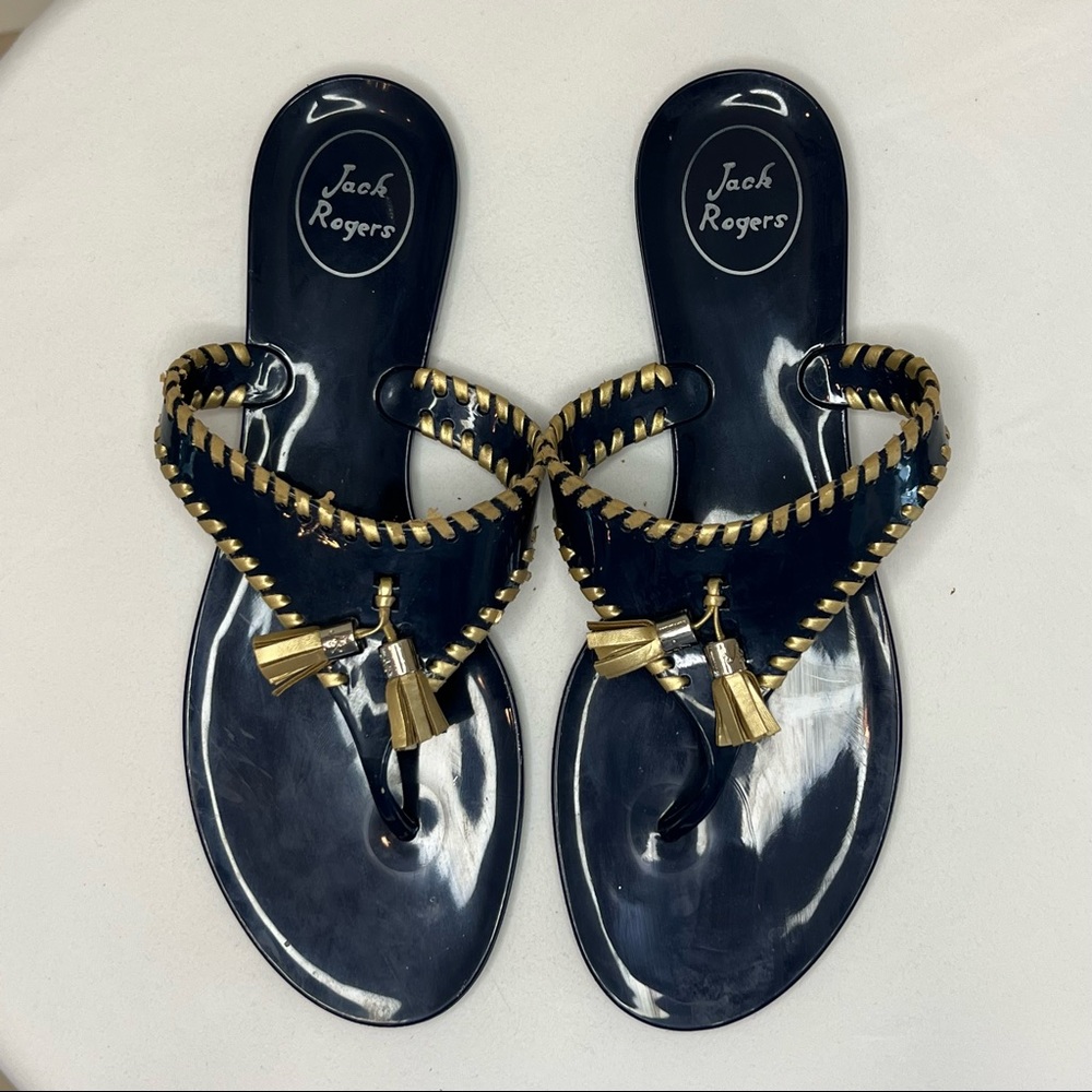 Jack Roger’s Jelly Sandals - size 9 - Navy Blue and Gold - EXCELLENT CONDITION